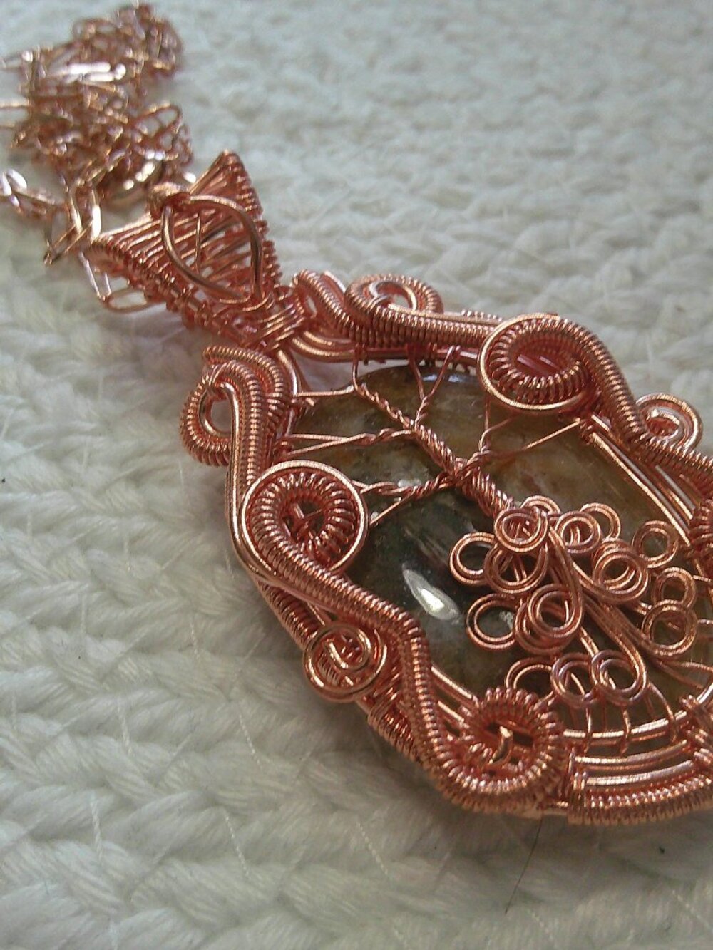 Stunning TREE OF LIFE STICK AGATE Handmade Copper Wire-Wrapped Pendant Necklace